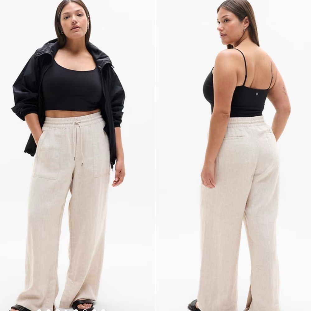Athleta Retreat Linen‎ High Rise Wide Leg Undyed Size Large